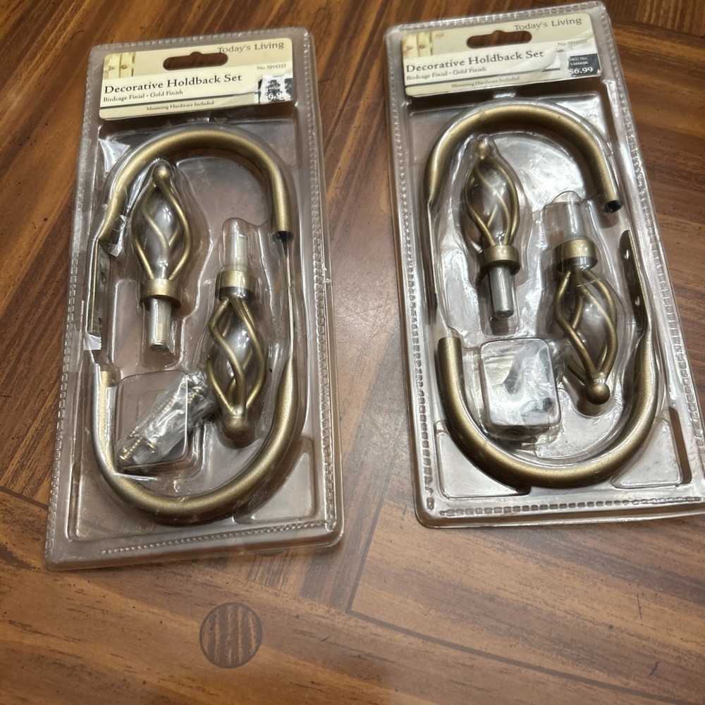 Today's Living Curtain Holdback Set‎ Spiral Finial Gold Hardware Included Lot 2